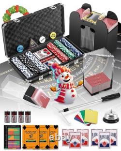 Blackjack Set Casino Set Blackjack Game Combo Set Card Shuffler, 300pcs Poke