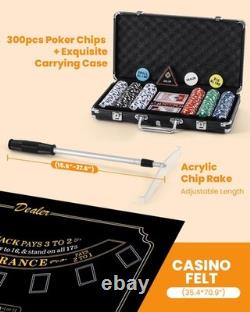 Blackjack Set Casino Set Blackjack Game Combo Set Card Shuffler, 300pcs Poke