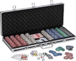 Bling Clay Poker Chip Set 500 Striped Chips & Accessories in Aluminum Case