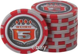 Bling Clay Poker Chip Set 500 Striped Chips & Accessories in Aluminum Case