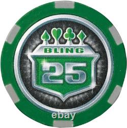 Bling Clay Poker Chip Set 500 Striped Chips & Accessories in Aluminum Case