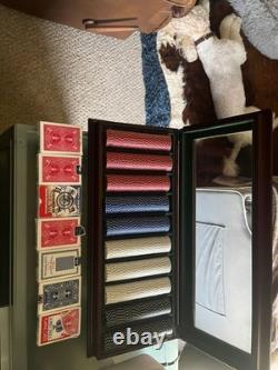 Bombay Poker Company Mahogany Wood And Glass Full Poker Set With Cards