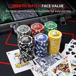 Boyzhood Poker Chips with Numbers, 500PCS Poker Chip Set with Aluminum Travel
