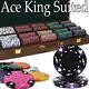 BryBelly Poker Supplies Custom 500 Ct Ace King Suited Chip Set Walnut Case
