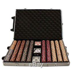 Brybelly 1000-Count Nile Club Ceramic Poker Chip Set in Rolling Aluminum Case, 1