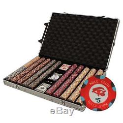 Brybelly 1000-Count Nile Club Ceramic Poker Chip Set in Rolling Aluminum Case, 1