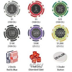 Brybelly 500-Count Eclipse Poker Chip Set & Padded 24 x 11 x 4, Mixed