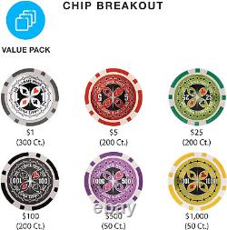 Brybelly Ultimate 14-Gram Heavyweight Poker Chips Set of 1000 in Acrylic Displ