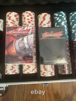 Budweiser Poker Set Aluminum Case Complete SEALED Set W Cards Chips NEW