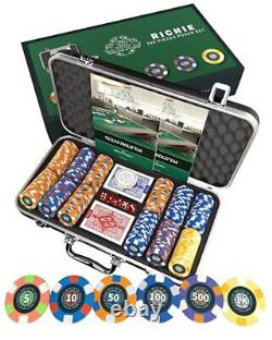 Bullets Playing Cards Poker case with 300 Ceramic 300 Poker Chips Richie