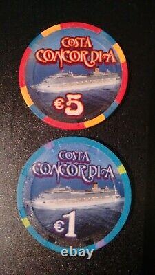 CASINO POKER CHIP-$5 AND $1. Set COSTA CONCORDIA. Rare