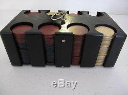 CLAY POKER CHIP SET w Hinged Wooden Box/Caddy 167 Clay Chips Removable Tray