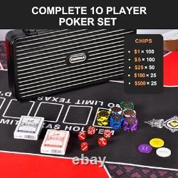 CONTINUE 14g Clay Poker Chips Set for Texas 300 Chips With Numbered Values