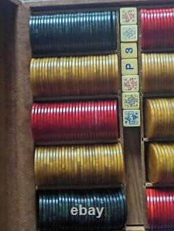 CROSS Bakelite Poker Chips set in Game leather Box + dices