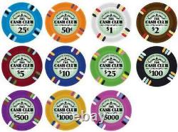 Cash Club Casino Poker Chip Set 1000 Poker Chips Acrylic Carrier Racks