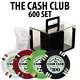 Cash Club Casino Poker Chip Set 600 Poker Chips Acrylic Carrier Racks