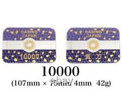Casino Chips 10000 Ichiman Purple 100 Piece Set Plaque Japan