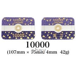 Casino Chips 10000 Ichiman Purple 100 Piece Set Plaque from japan Free Shipping