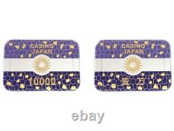Casino Chips 10000 Ichiman Purple 100 Piece Set Plaque from japan Free Shipping