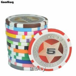 Casino Chips Coins Pokers Leather Suitcase Indoors Entertainment Essentials Set