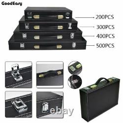 Casino Chips Coins Pokers Leather Suitcase Indoors Entertainment Essentials Set
