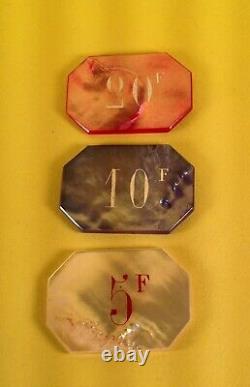 Casino Des Charbonnieres Les Bain (rhone) Mother Of Pearl (set Of 3)(1871-1920)