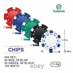 Casino Poker Chip Set 300PCS Poker Chips with Aluminum Case, 11.5 300pcs