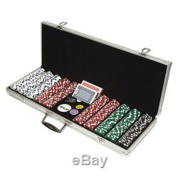 Casino Poker Chip Set Aluminum Case 500 Piece Chips Combo Game Dice Style Sports
