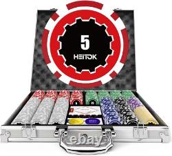 Casino Poker Set with Numbered Chips 500-pcs, Playing Cards Waterproof