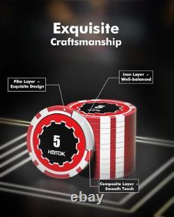 Casino Poker Set with Numbered Chips 500-pcs, Playing Cards Waterproof