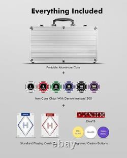 Casino Poker Set with Numbered Chips 500-pcs, Playing Cards Waterproof