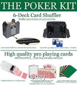 Casino Super Pro Set Shuffler+Card Shoe+300 Clay Chips+Chips Tray+Double