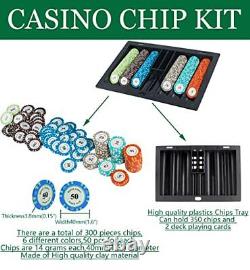 Casino Super Pro Set Shuffler+Card Shoe+300 Clay Chips+Chips Tray+Double