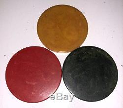 Catalin Bakelite Poker Chips Set Antique Case Red Blueish Green Yellow 289 pcs