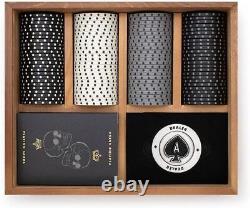 Chip Set Texas Poker Set Luxury Poker Chips & Poker Cards Set with Wooden Case