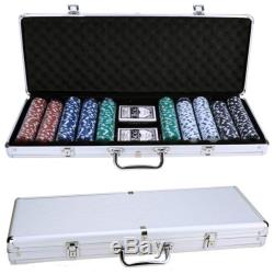 Clay Poker Chip Set 500 Chips Aluminum Case Professional Casino Texas Hold