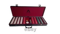Clay Poker Chip Set Casino 500 Piece With Carrying Case Player Dice Cards Game