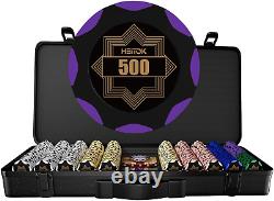 Clay Poker Chip Set for Texas Hold'Em, 500 PCS with Denominations, Professional