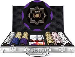 Clay Poker Chip Set for Texas Hold'em, 300 PCS with Denominations Professi