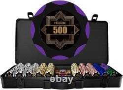 Clay Poker Chip Set for Texas Hold'em, 500 PCS with Denominations