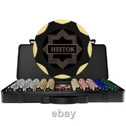 Clay Poker Chip Set for Texas Hold'em, 500-Piece Professional Casino Blackjac