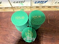 Clay Poker Chips 10 Gram Used Set of 2,104 $1, $2.50, $5, $25, $100