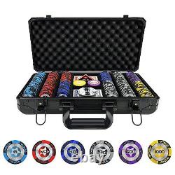 Clay Poker Chips, 300-Piece Poker Chip Set with K-Type Shock Resistant Poker