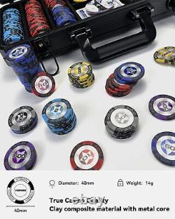 Clay Poker Chips, 300-Piece Poker Chip Set with K-Type Shock Resistant Poker