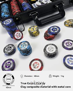Clay Poker Chips, 300-Piece Poker Chip Set with K-Type Shock Resistant Poker Cas