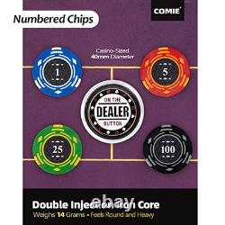 Clay Poker Chips, 400PCS 14 Gram Chip Set with Deluxe Travel Case, Numbered