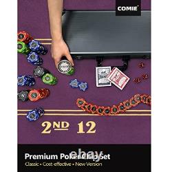 Clay Poker Chips, 400PCS 14 Gram Chip Set with Deluxe Travel Case, Numbered