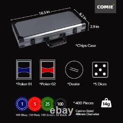 Clay Poker Chips, 400Pcs 14 Gram Chip Set with Deluxe Travel Case, Numbered Chips