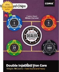 Clay Poker Chips, 400Pcs 14 Gram Chip Set with Deluxe Travel Case, Numbered Chips