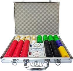 Clay Poker Chips Set 500 PCS with Denominations, 14g Clay Composite Weighted Cas